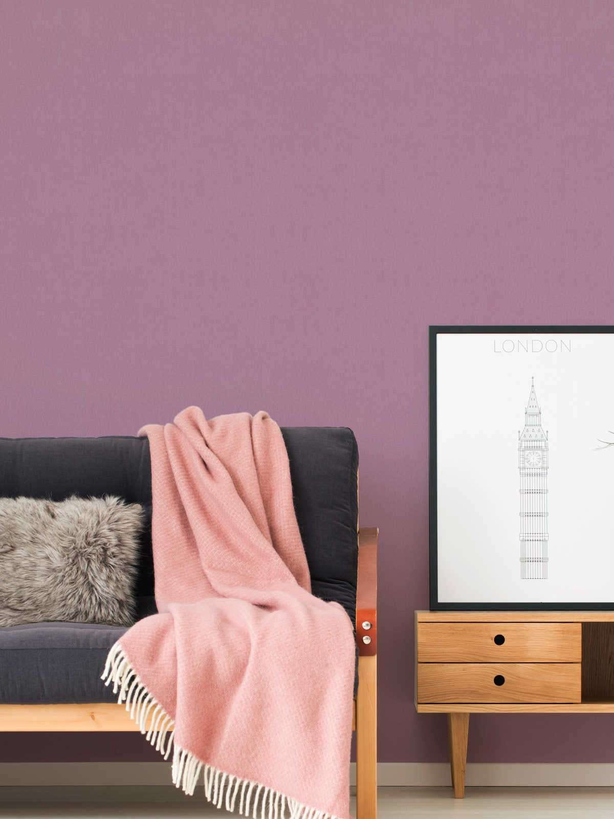 Tapetes pasteļu maigi violetā krāsā ar lina izskatu AS 377024 AS Creation