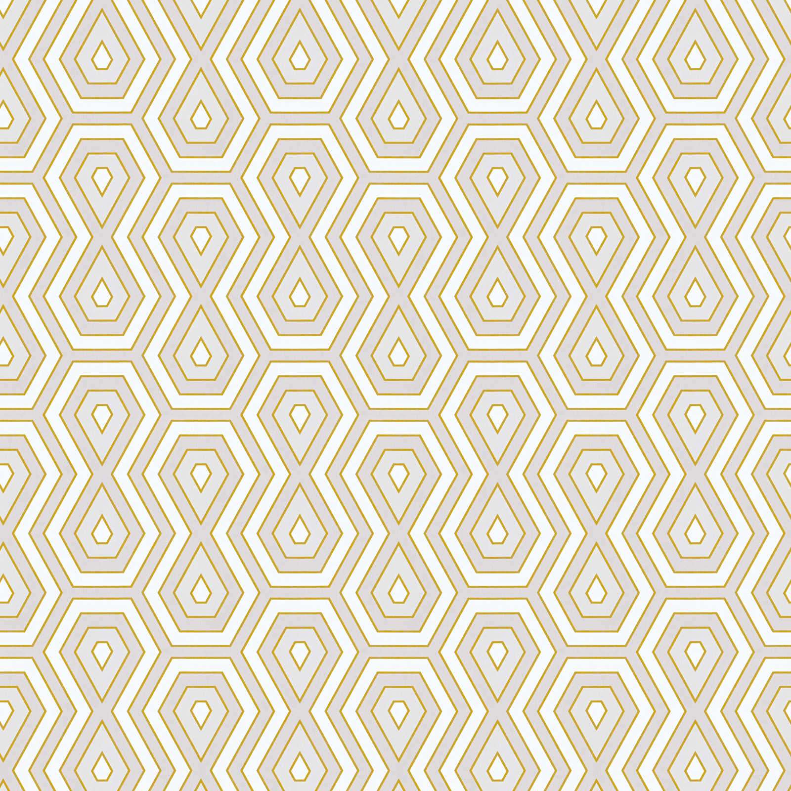 Tapetes pelēka un zeltā krāsā ar grafisku dizainu retro stilā AS377071 AS Creation