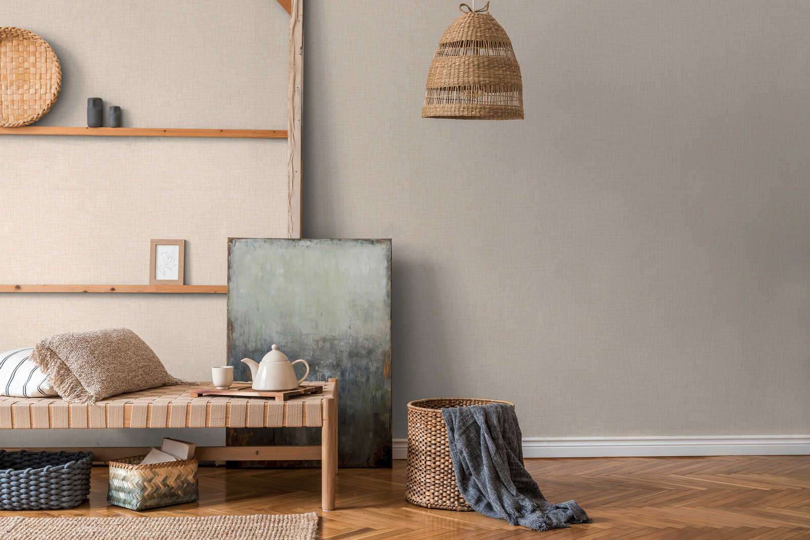 Gaišas tapetes ar lina faktūru bēšā krāsā AS 379536 AS Creation