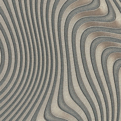 Tapetes ar abstraktu viļņu motīvu pelēķā un varā krāsā, 3675527 Erismann