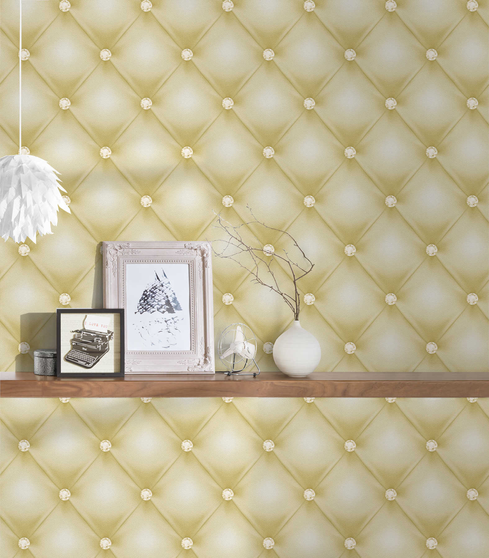 Tapetes ar ādas imitāciju un dimantiem zaļos toņos, 341445 AS Creation