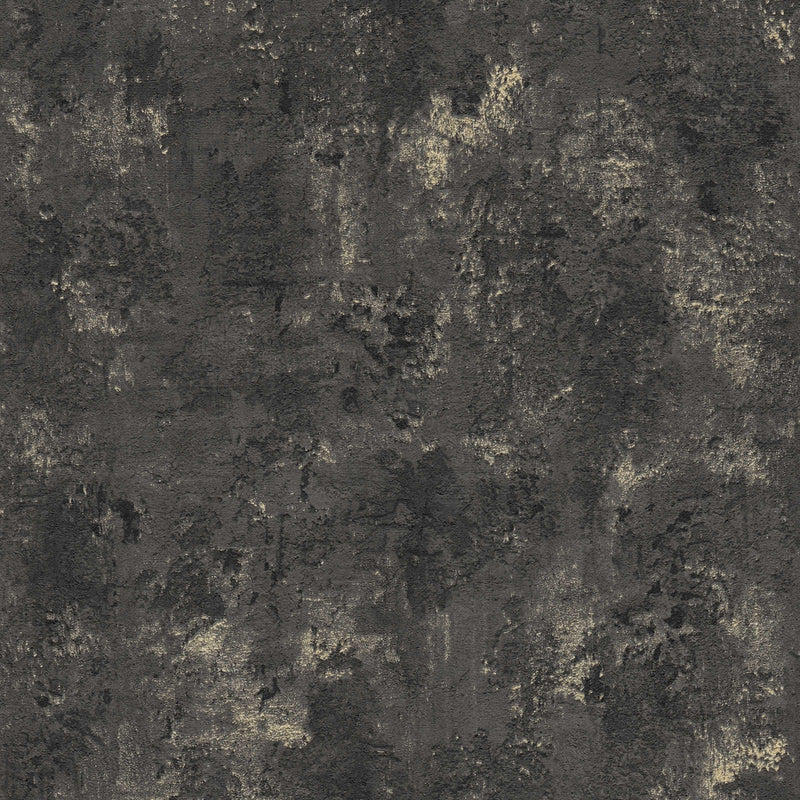 Tapetes ar apmetuma izskatu un faktūru melnā krāsā, 1366212 AS Creation