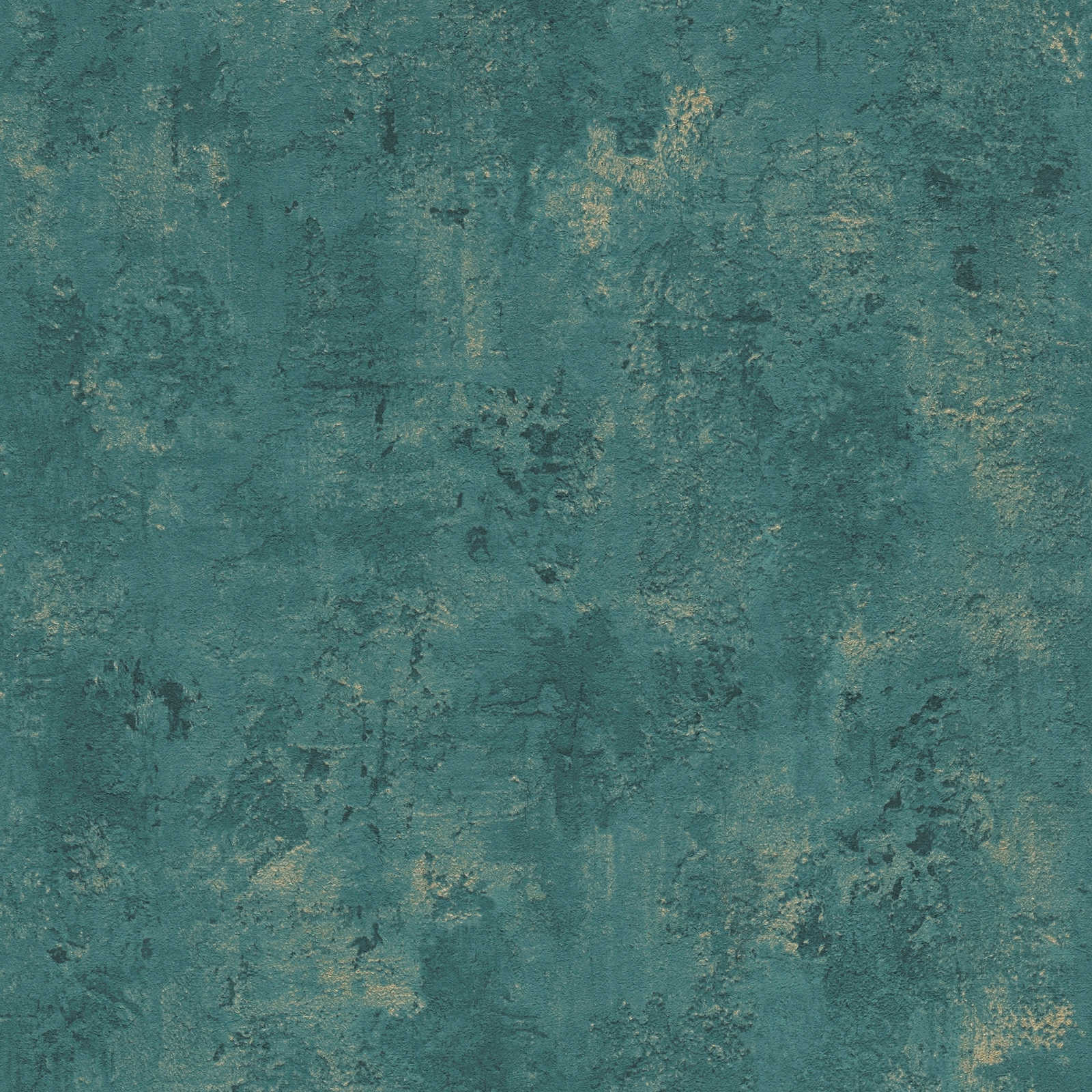 Tapetes ar apmetuma izskatu un faktūru tirkīzā krāsā, 388235 AS Creation