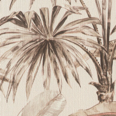 Tapetes ar banānu lapām un palmām brūnos toņos, 1663561 RASCH