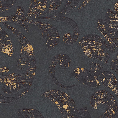 Tapetes ar baroka ornamentu melnā un zeltā krāsā, 1332564 AS Creation