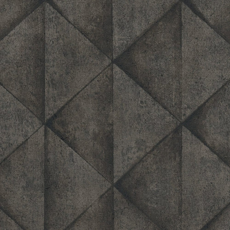 Tapetes ar betona plāksnēm un 3D efektu antracītā krāsā, 1341121 AS Creation