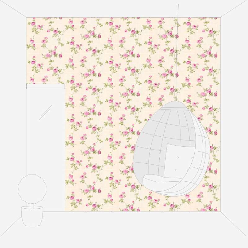 Tapetes ar dārza rozēm bēšā un rozā krāsā, 1241666 AS Creation