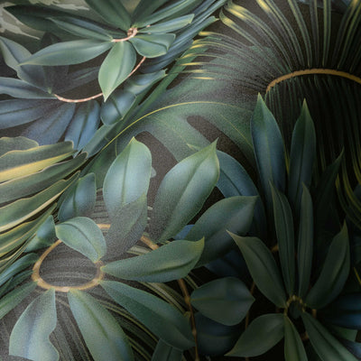 Tapetes ar džungļiem un tropiskam lapām, tumši zaļā krāsā, 1364202 AS Creation