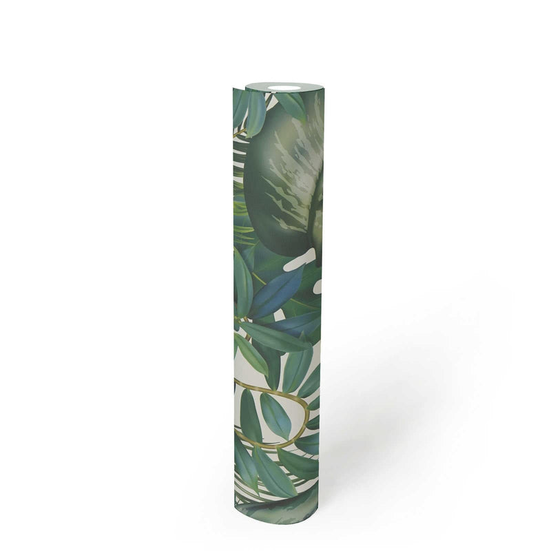 Tapetes ar džungļiem un tropiskam lapām, zaļā krāsā, 1364201 AS Creation