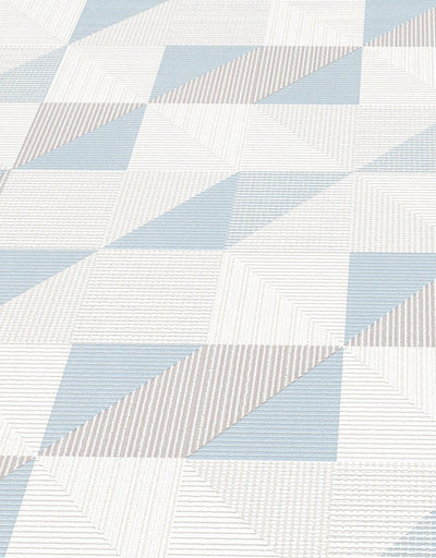 Tapetes ar ģeometrisku rakstu baltā, pelēkā un zilā krāsā, 1023208 Erismann