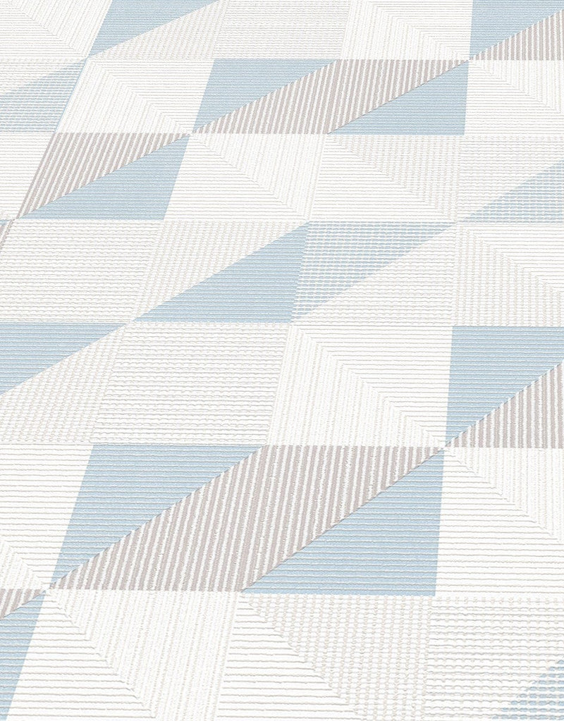 Tapetes ar ģeometrisku rakstu baltā, pelēkā un zilā krāsā, 1023208 Erismann