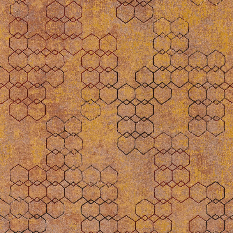 Tapetes ar ģeometrisku rakstu industriālā stilā - vara krāsā 1332743