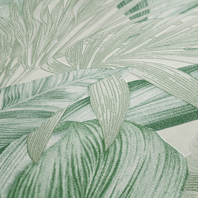 Tapetes ar lapu motīvu zīmēšanas stilā - gaiši zaļā krāsā AS Creation