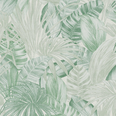 Tapetes ar lapu motīvu zīmēšanas stilā - gaiši zaļā krāsā AS Creation