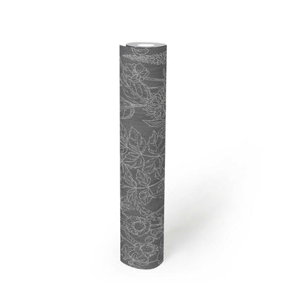 Tapetes ar lina tekstūru melnā krāsā AS 378344 Tapetenshop.lv