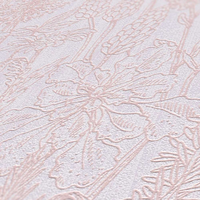 Tapetes ar lina tekstūru rozā krāsā AS 378343 Tapetenshop.lv