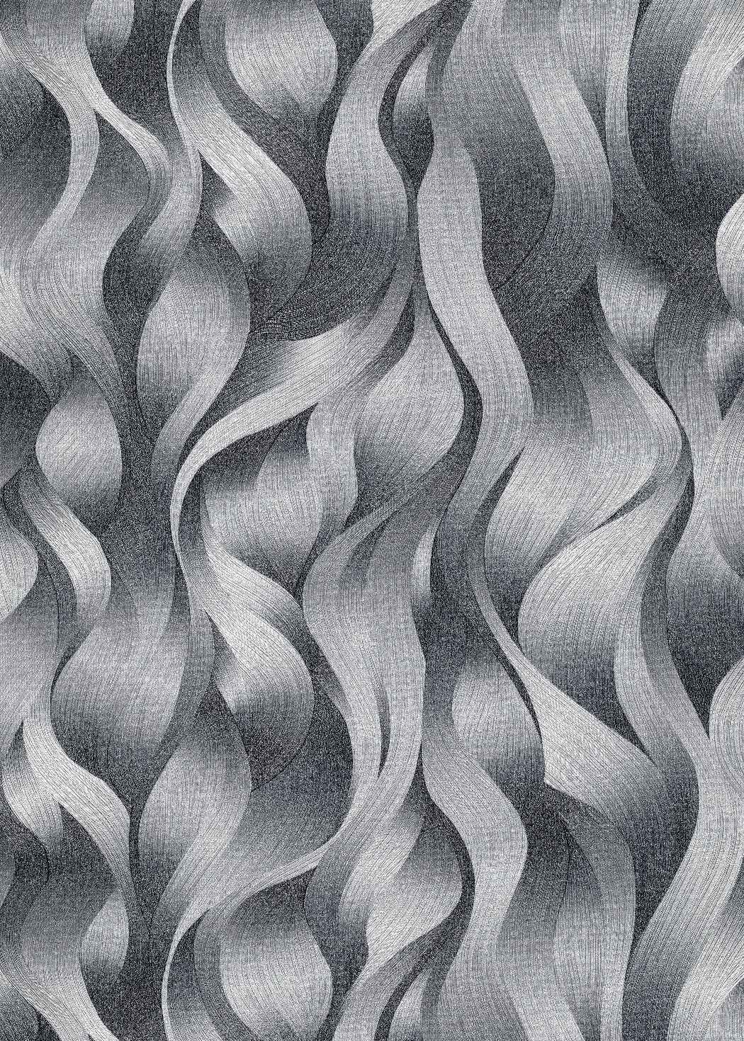 Tapetes ar līnijām metāliskos toņos, melnā un pelēkā krāsā - 1020415 Erismann