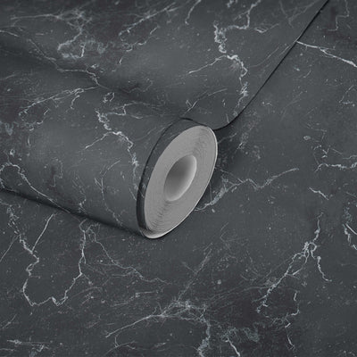 Tapetes ar marmora izskatu tumši pelēkā krāsā, 1346011 Tapetenshop.lv