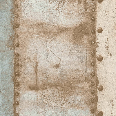 Tapetes ar metāla imitāciju un kniedēm bēšā un zilā krāsā, 1341127 AS Creation