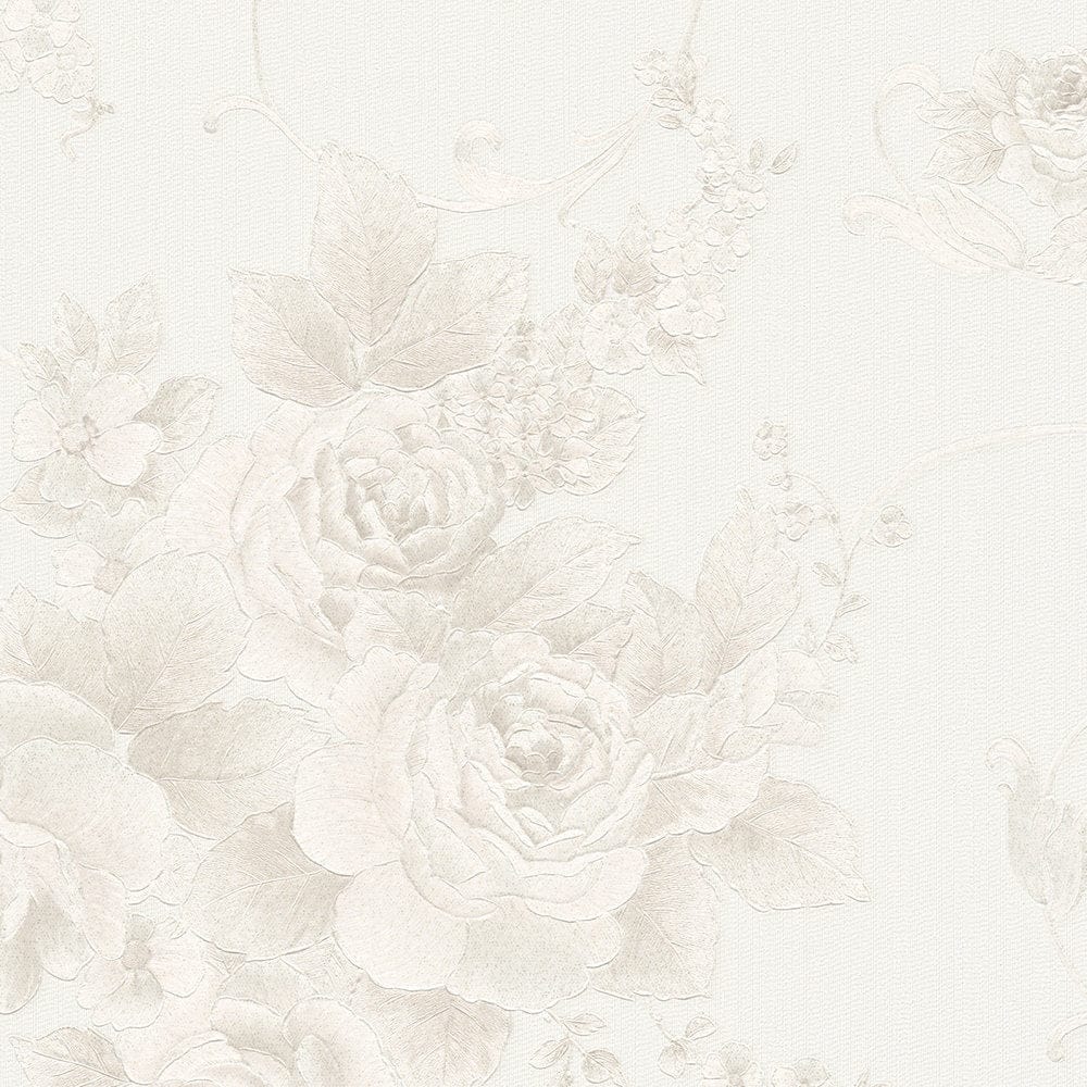 Tapetes ar metālisku efektu lauku stilā, baltā krāsā, 306472 AS Creation