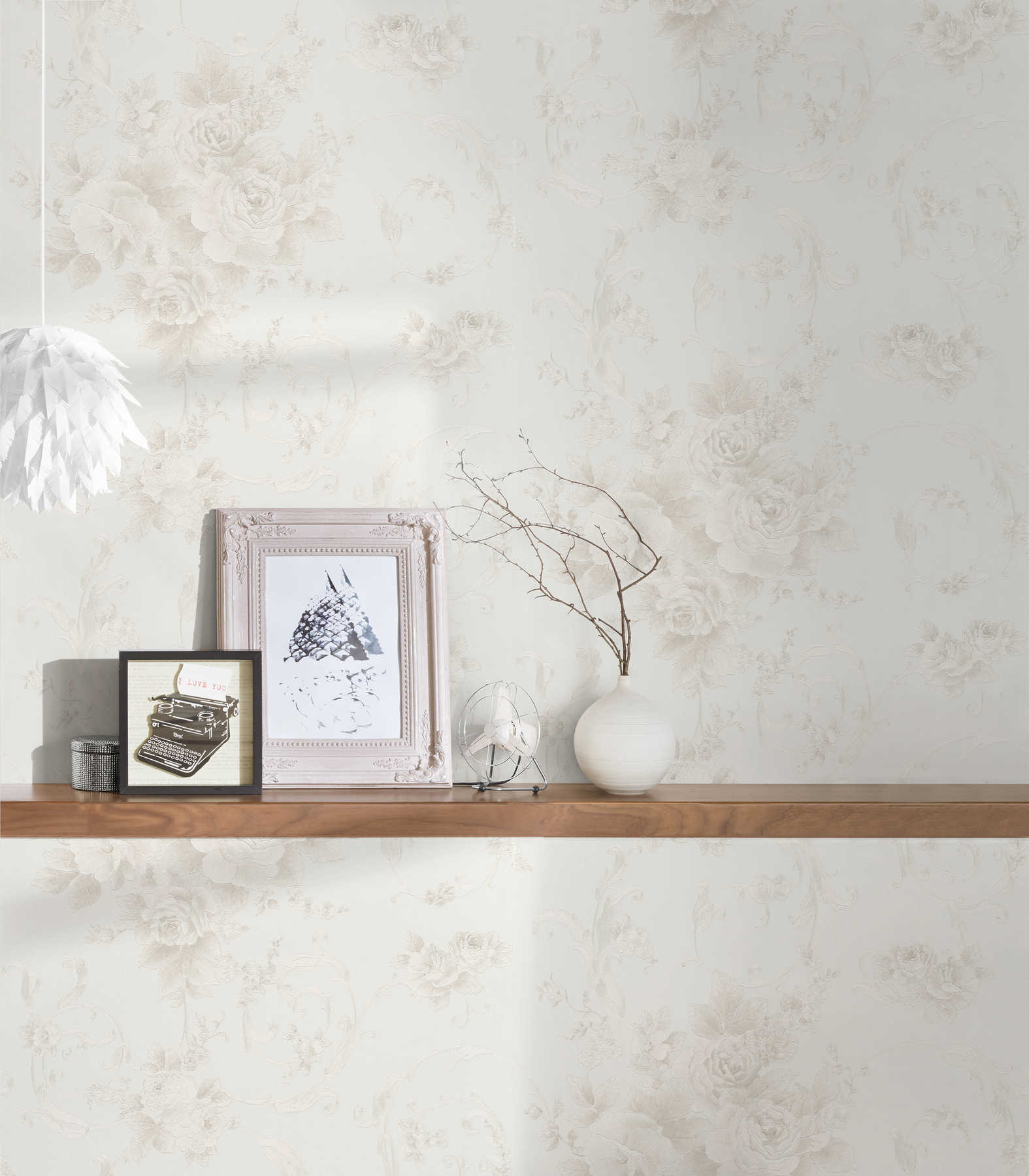 Tapetes ar metālisku efektu lauku stilā, baltā krāsā, 306472 AS Creation