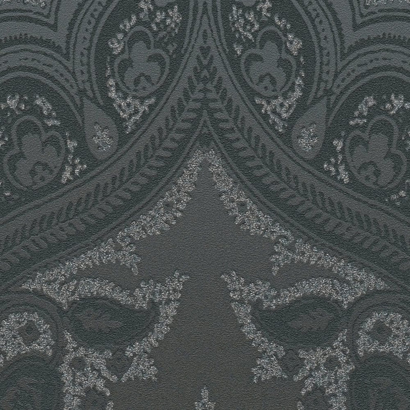 Tapetes ar ornamentu boho stilā melnā krāsā, 1364015 AS Creation