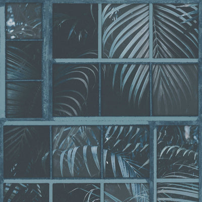 Tapetes ar papardēm industriālā stilā zilā krāsā, 1341074 AS Creation