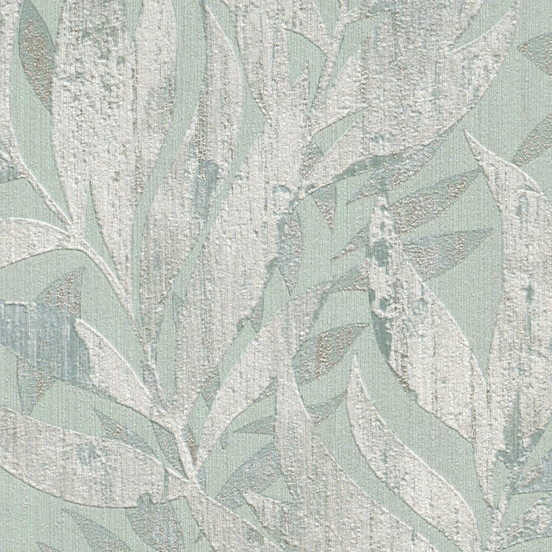 Tapetes ar papardes lapām vintāžā stilā zaļā krāsā, 2110170 RASCH