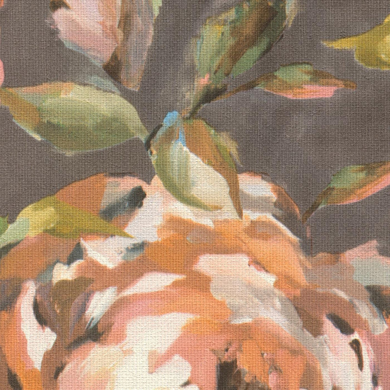 Tapetes ar peonojas ziediem brūnos uz rozā toņos,  1663464 RASCH