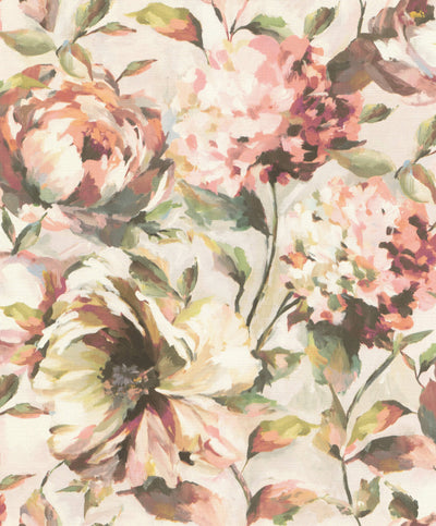 Tapetes ar peonojas ziediem krēmkrāsas uz rozā toņos, 1663446 RASCH