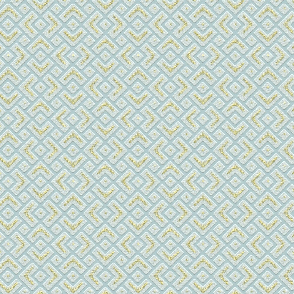 Tapetes ar retro dizainu un zelta akcentiem - zaļas AS 377598  Tapetenshop.lv