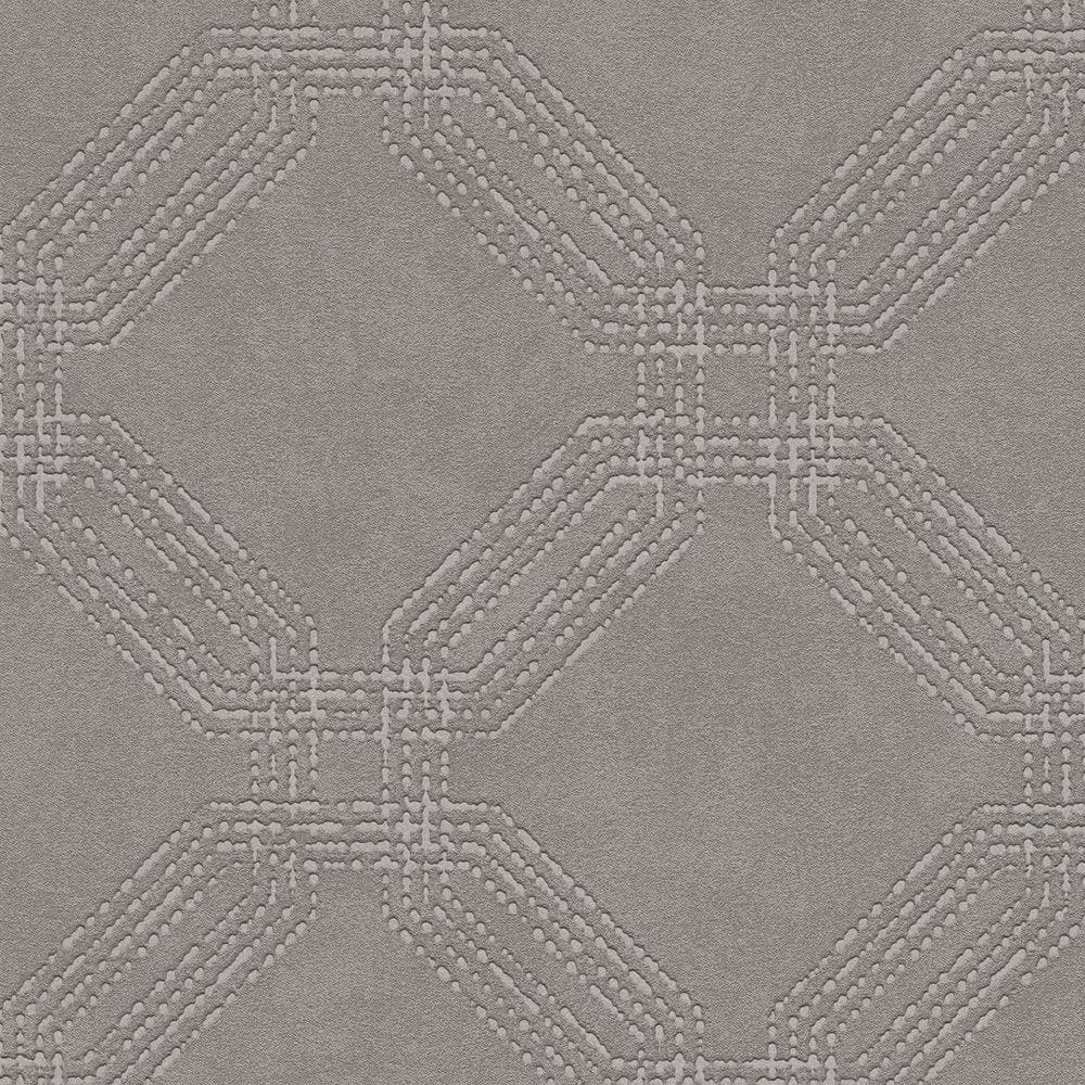 Tapetes ar rombveida rakstu taupe un sudraba krāsā, 374774 AS Creation
