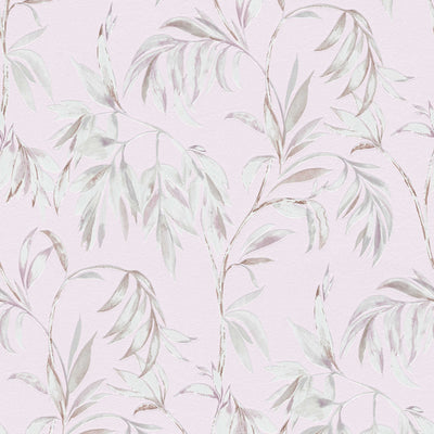 Tapetes ar rozā lapām akvareļu stilā AS 378305  Tapetenshop.lv