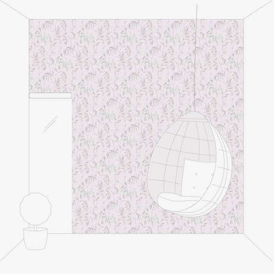 Tapetes ar rozā lapām akvareļu stilā Tapetenshop.lv
