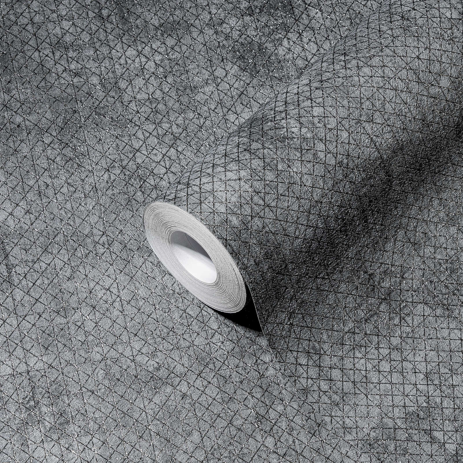 Tapetes ar smalko ģeometrisku rakstu tumši pelēkā krāsā, 388267 AS Creation