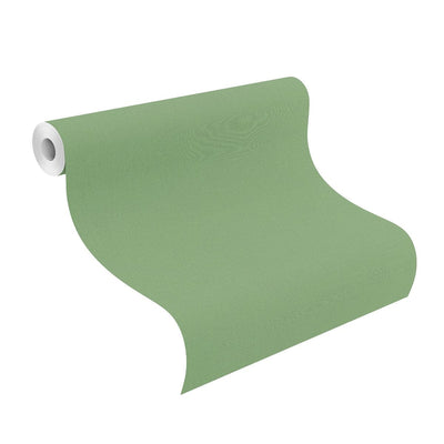 Tapetes ar smalko tekstilmateriāla tekstūru zaļā krāsā, RASCH 2032476 RASCH