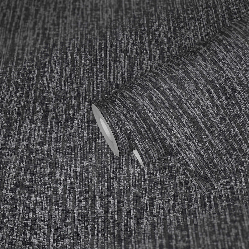 Tapetes ar smalku auduma izskatu melnā un sudrabā krāsā, 1335467 AS Creation