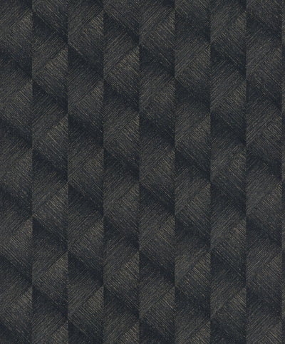 Tapetes ar smalku, bambusam līdzīgu tekstūru melnā un zeltā krāsā, 2477526 RASCH