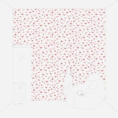 Tapetes ar taureņiem bērnu istabai - balta, sarkana, rozā Tapetenshop.lv