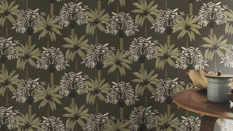 Tapetes ar tropiskām palmām brūnā krāsā, RASCH 2032360 RASCH