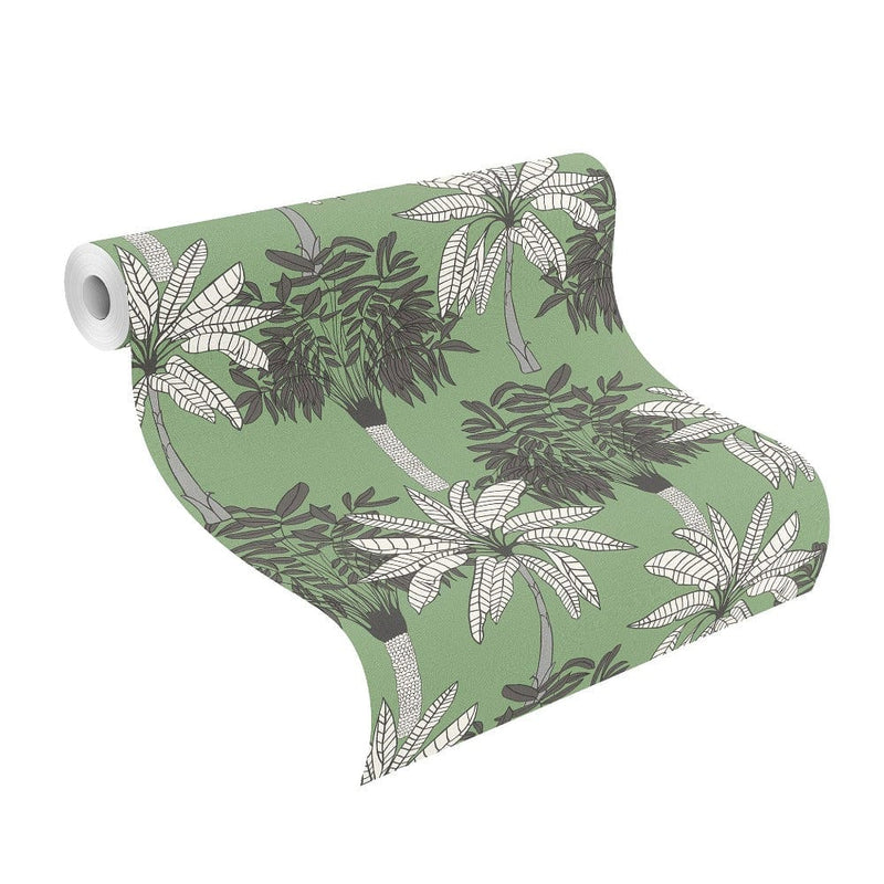 Tapetes ar tropiskām palmām zaļā krāsā, RASCH 2032351 RASCH