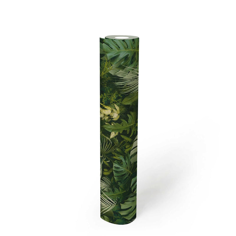 Tapetes ar tropisko mežu, reālistisks raksts, krāsu akcenti - dabiska zaļa 1330102