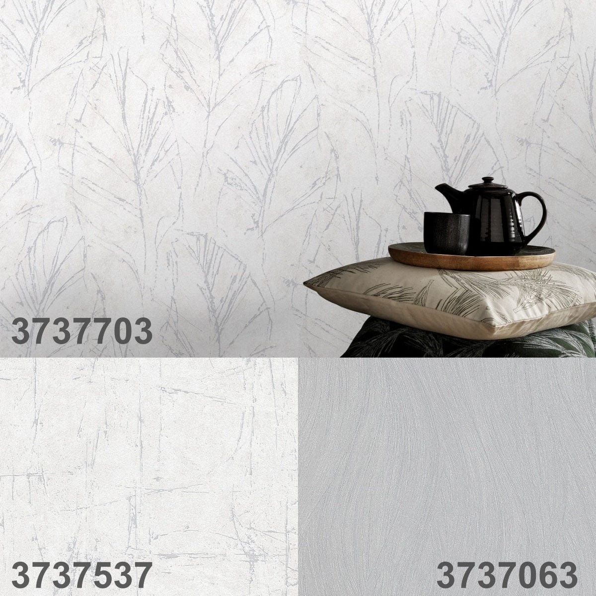 Tapetes ar vieglu dabas dizainu, gaiši pelēkā krāsā - 3737703 Erismann