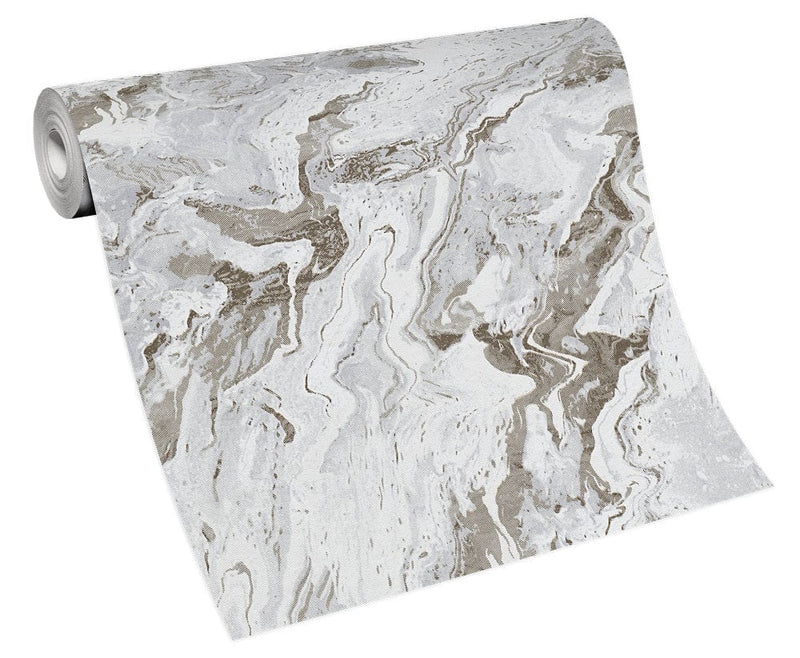 Tapetes ar viļnotu marmora rakstu pelēkos toņos, 3737202 Erismann