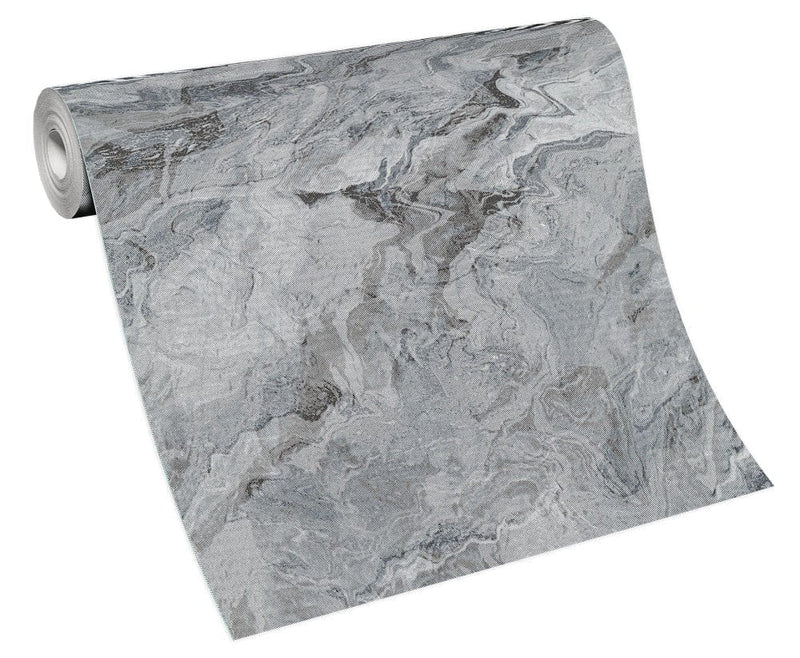 Tapetes ar viļnotu marmora rakstu tumši pelēkā krāsā, 3737247 Erismann