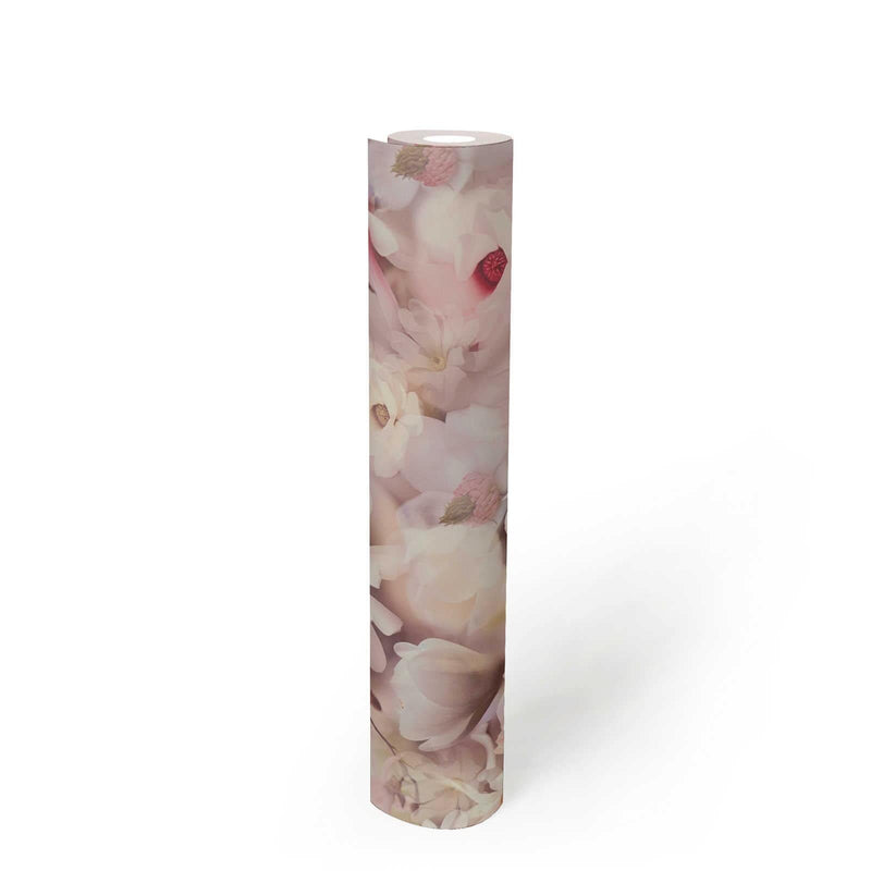 Tapetes ar ziedu kolāžas dizainu rozā un baltā krāsā, 1364226 AS Creation