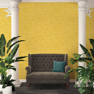 Tapetes ar ziedu kontūriem dzeltenā krāsā 1322073 AS Creation