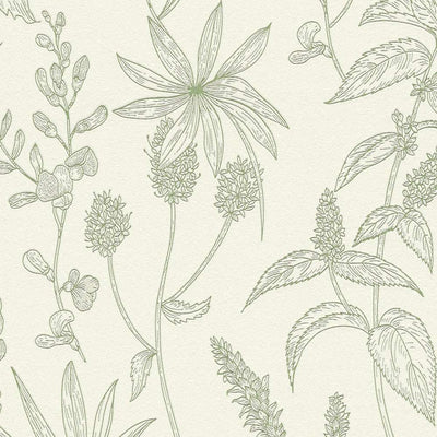 Tapetes ar ziedu rakstu maigi zaļā krāsā, 1331603 AS Creation