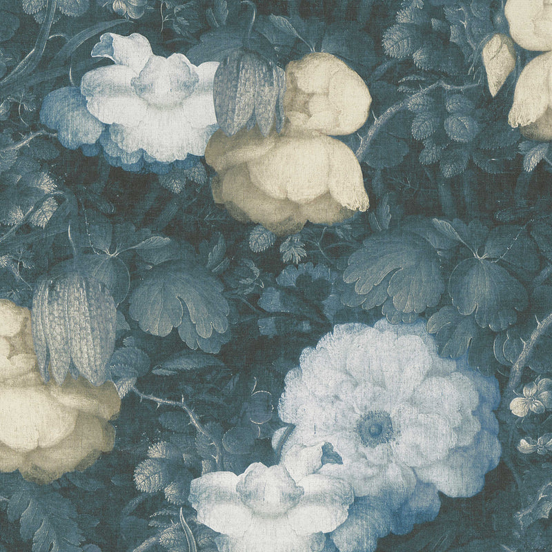 Glezniecības stilā ziedu tapetes, zilā krāsā AS 369213 AS Creation