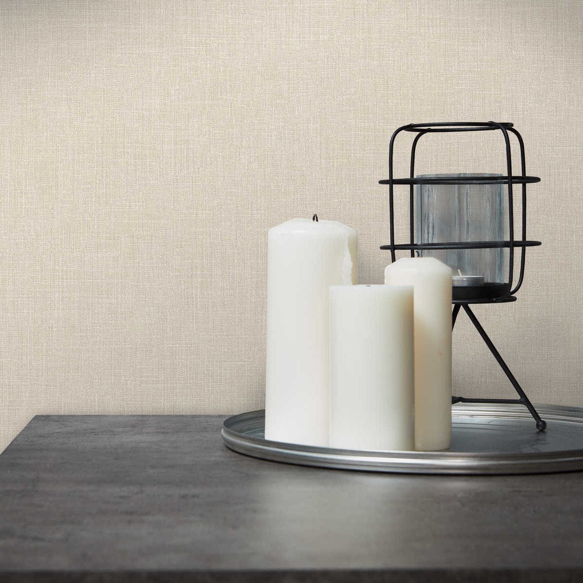 Bēšās tapetes ar tekstila izskatu un teksturētu rakstu AS 369256 AS Creation